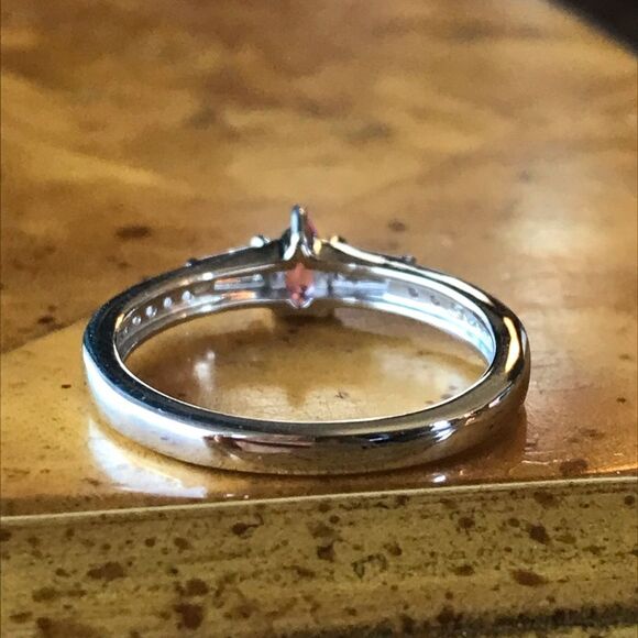 Natural Mahenge Pink Spinel Moissanite Sterling Silver Ring Size 7 - Picture 4 of 8